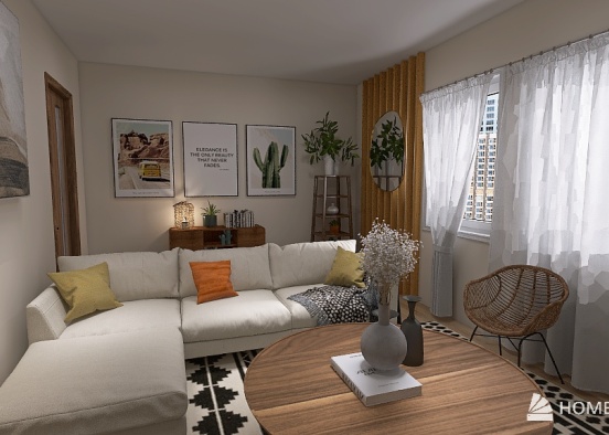Mini South-Western Living Room Design Rendering