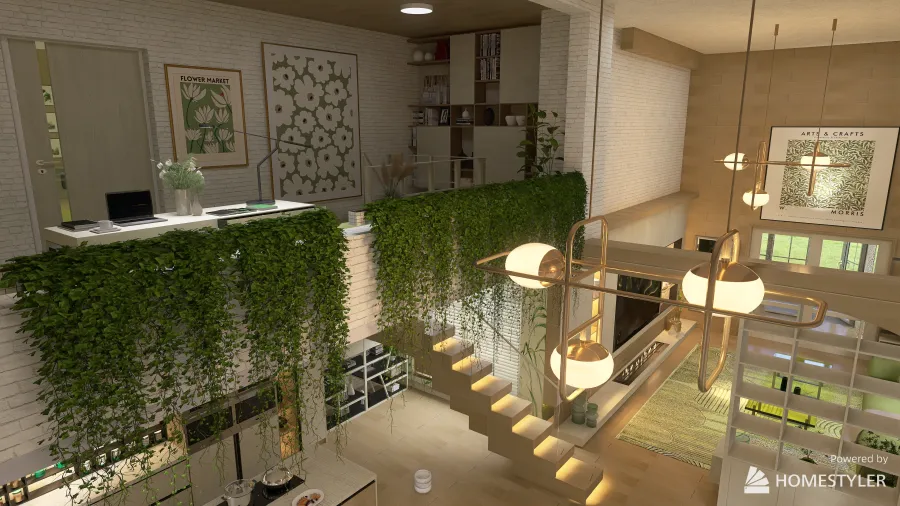 Open Plan Living Space 3d design renderings