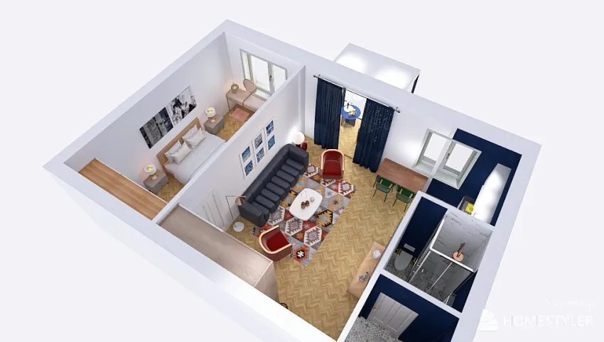 two-roomed flat 3d design picture 43.56