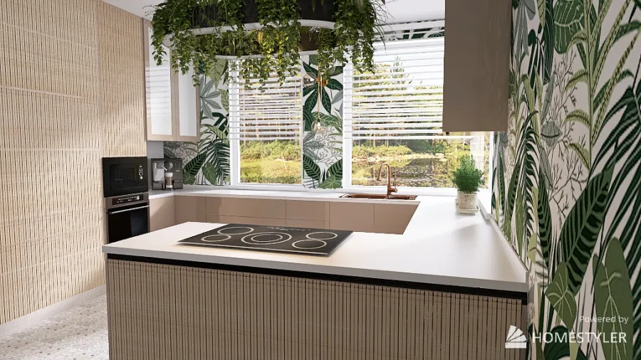Green kitchen 3d design renderings