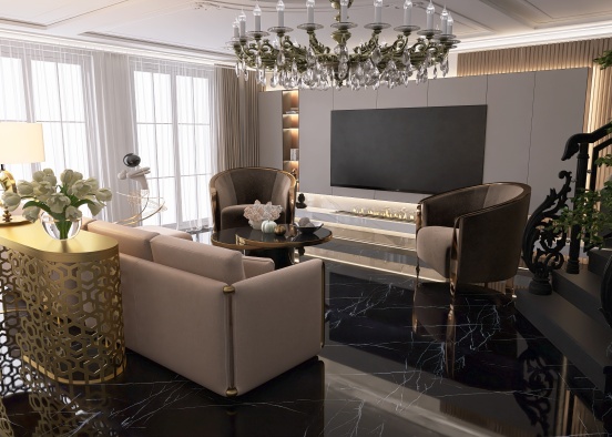 Luxurious living room Design Rendering