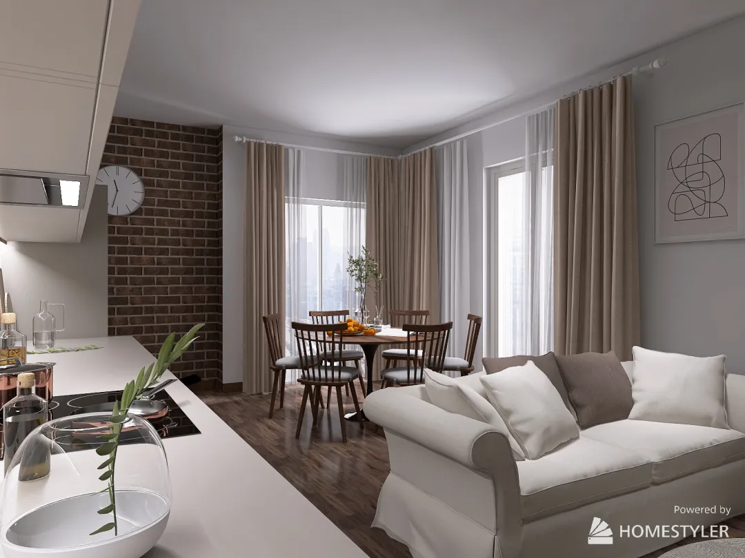 Small cozy apatment 3d design renderings