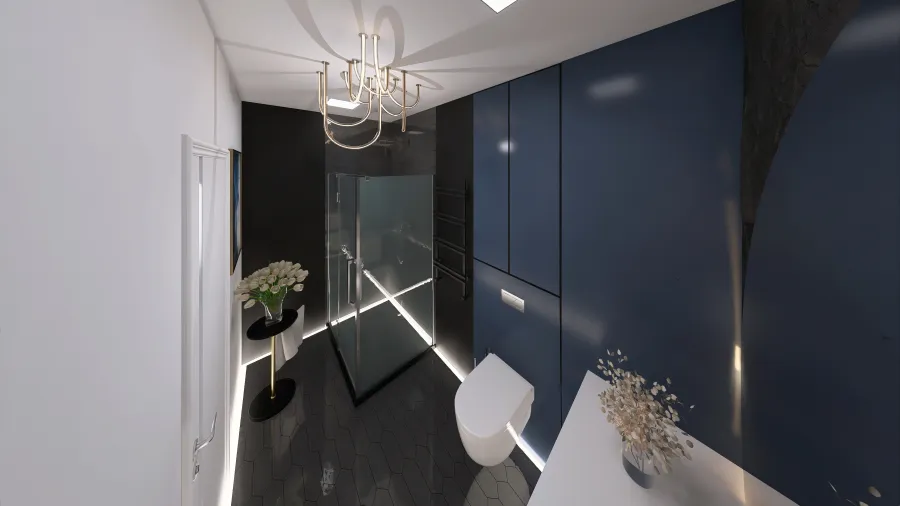 Dark bathroom 3d design renderings