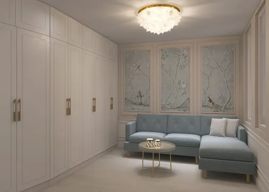 A bedroom combined with a living room in the style of modern classics and Chinoi Design Rendering