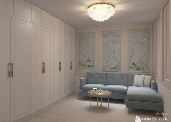 A bedroom combined with a living room in the style of modern classics and Chinoi Design Rendering