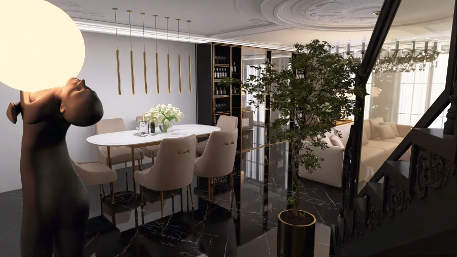Luxurious living room 3d design renderings