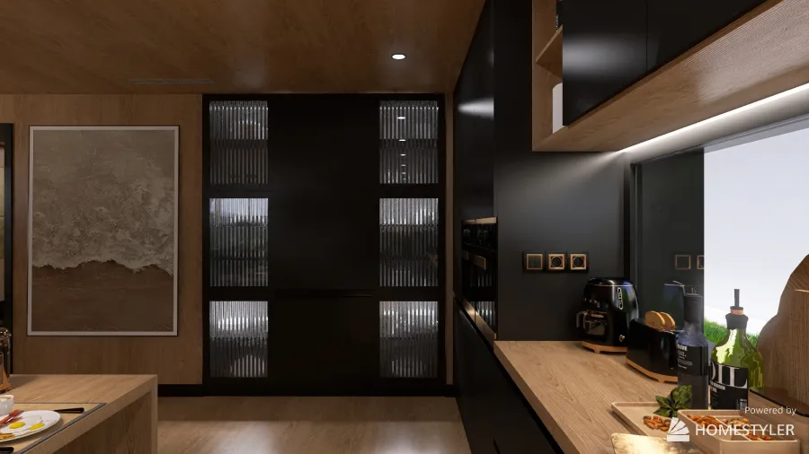 Kitchen Dining & Living Room 3d design renderings