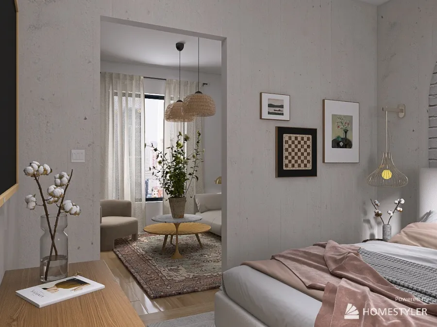 Cozy girl apartment 3d design renderings