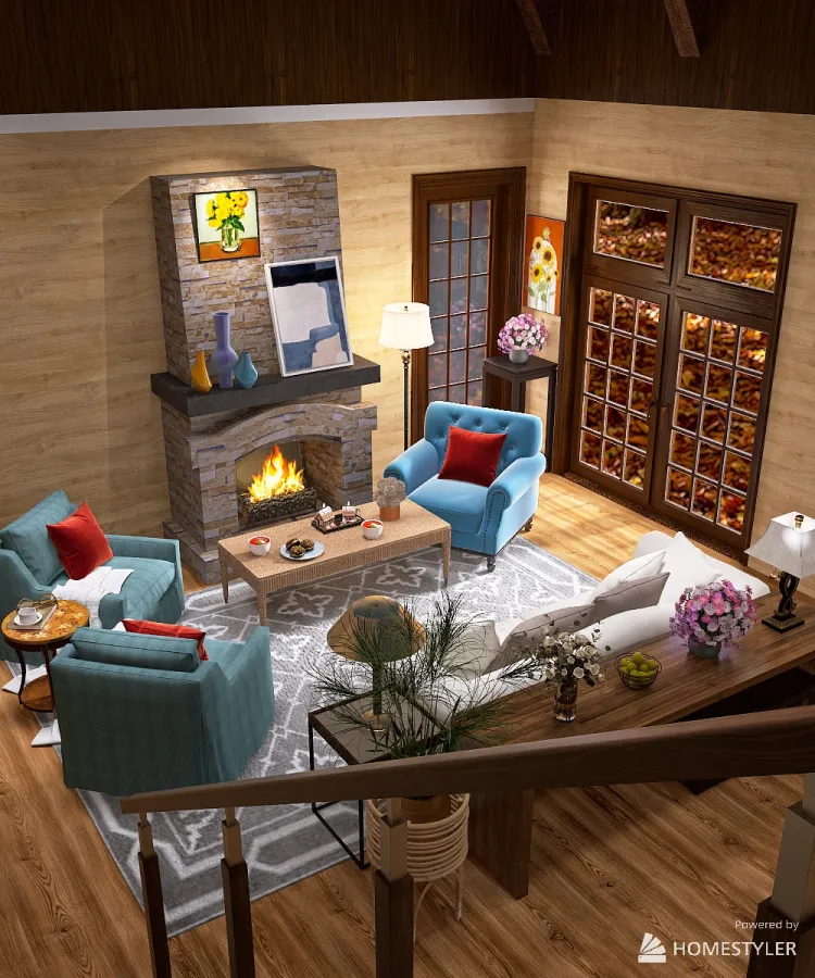 A-frame Cabin 3d design renderings