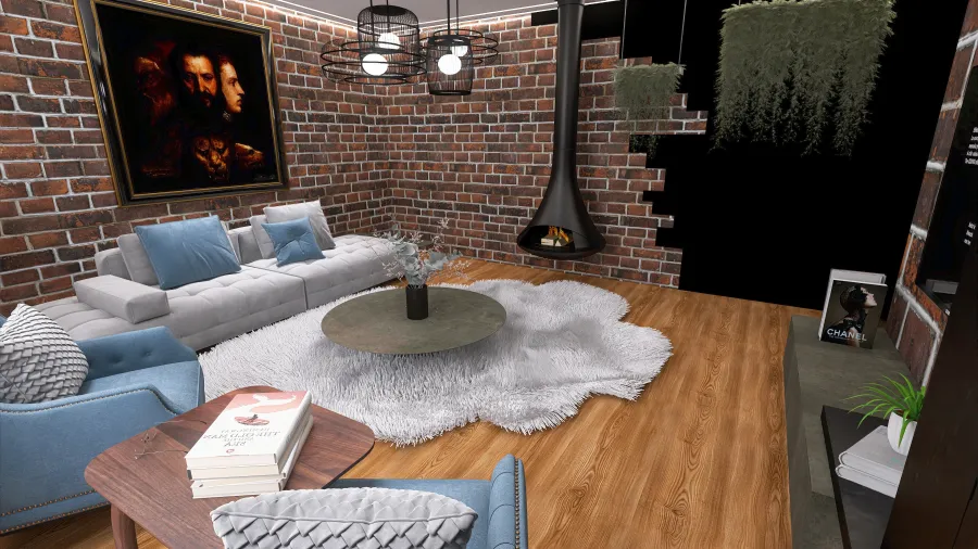 Loft livingroom 3d design renderings