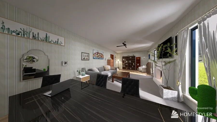 9.5m x 4.25m Living Room/Meeting Area 3d design renderings