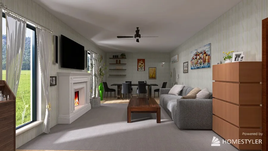 9.5m x 4.25m Living Room/Meeting Area 3d design renderings