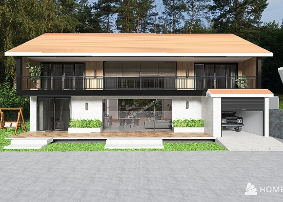 Sloped Roof House デザインレンダー