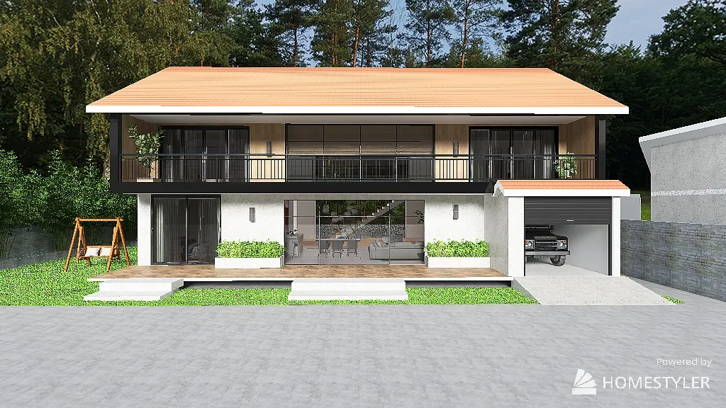 Sloped Roof House 3d design renderings