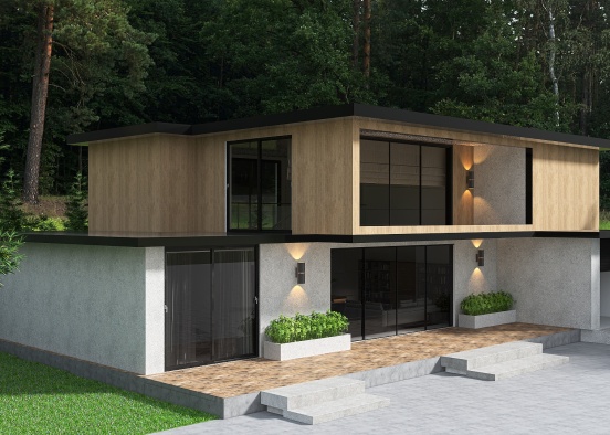 Flat Roof House Визуализация дизайна