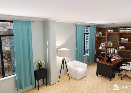 Bedroom and Office  Design Rendering