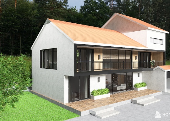 Sloped Roof House Design Rendering