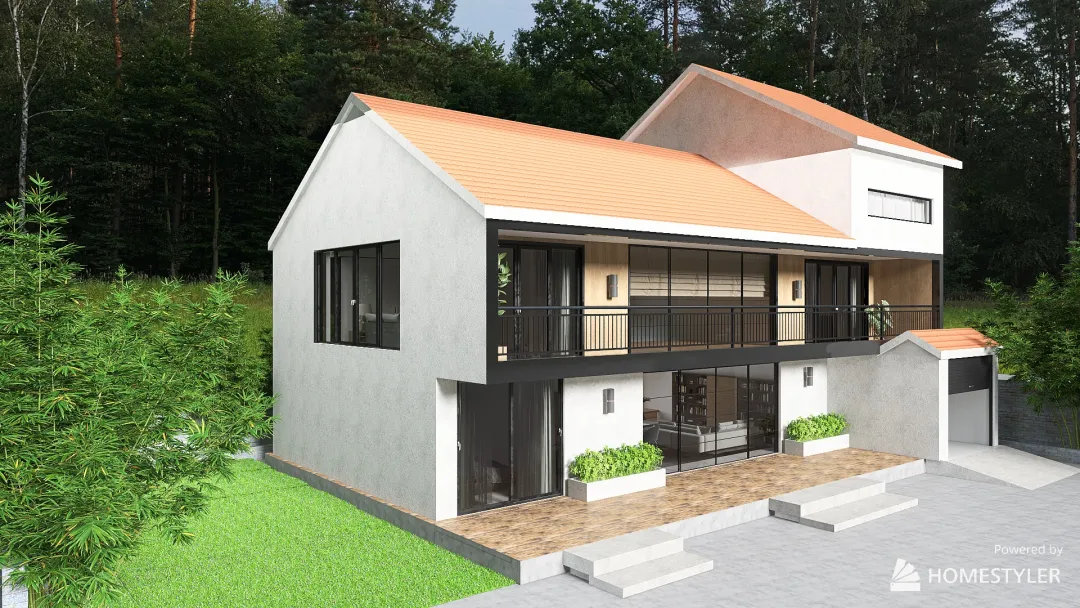 Sloped Roof House 3d design renderings