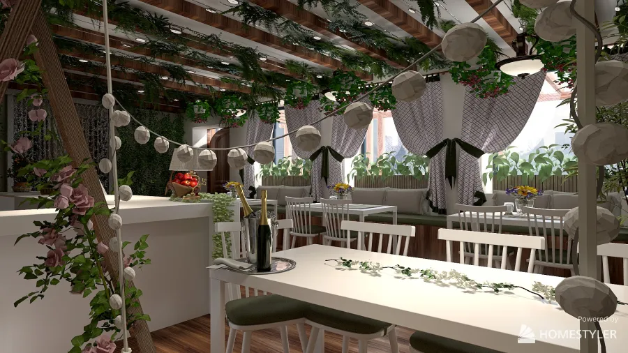 hanging gardens restaurant 3d design renderings