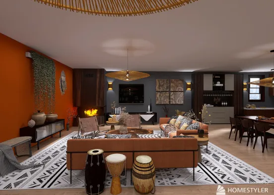 African Inspired Apartment Design Rendering