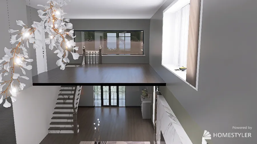 9 Tall Ceiling Living Space / 2 Floors 3d design renderings