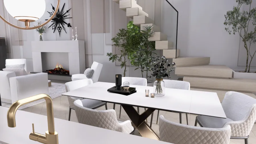 Luxury three-bedroom house 3d design renderings