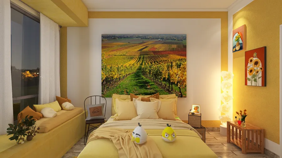 Yellow Bedroom 3d design renderings