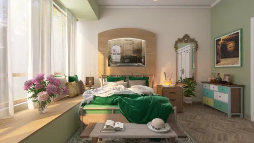 Super green bedroom