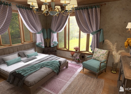 Country bedroom Design Rendering