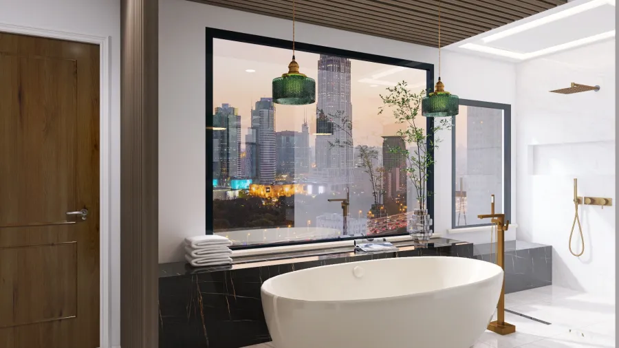 Luxury Bathroom in Marble 3d design renderings