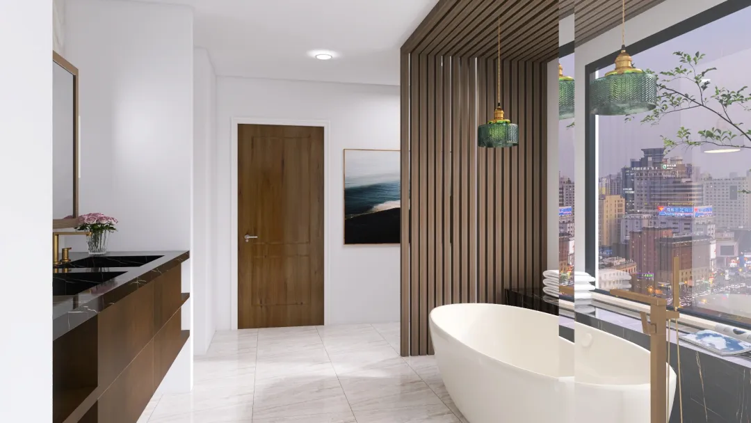 Luxury Bathroom in Marble 3d design renderings