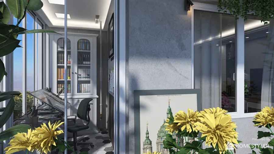 Studio with balcony - for Maria 3d design renderings