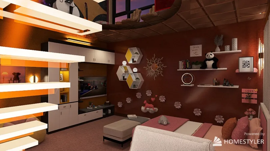 04 Homestyler - Custom 16'x16' Loft Room 3d design renderings