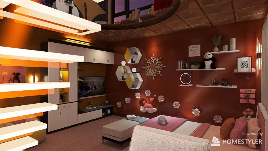 04 Homestyler - Custom 16'x16' Loft Room 3d design renderings