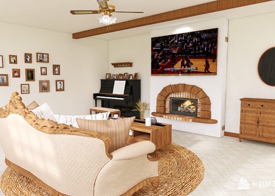 2 Tone Wood Entrance/Livingroom Design Rendering