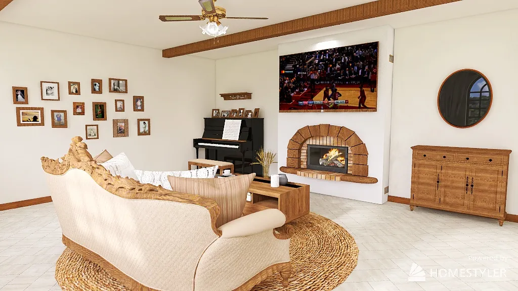 2 Tone Wood Entrance/Livingroom 3d design renderings