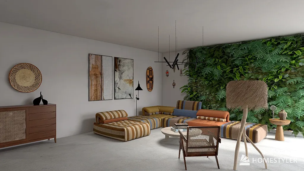 African living room 3d design renderings