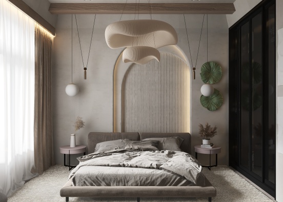 Wabi-Sabi Bedroom Design Rendering