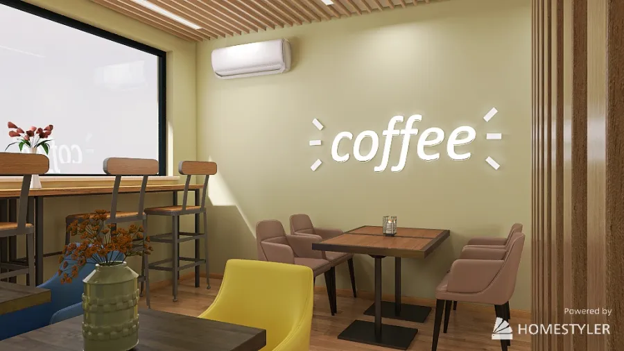 Simple and Refreshing Coffee and Bakery Shop 3d design renderings