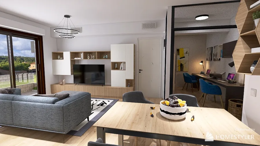 Soggiorno e Cucina 3d design renderings