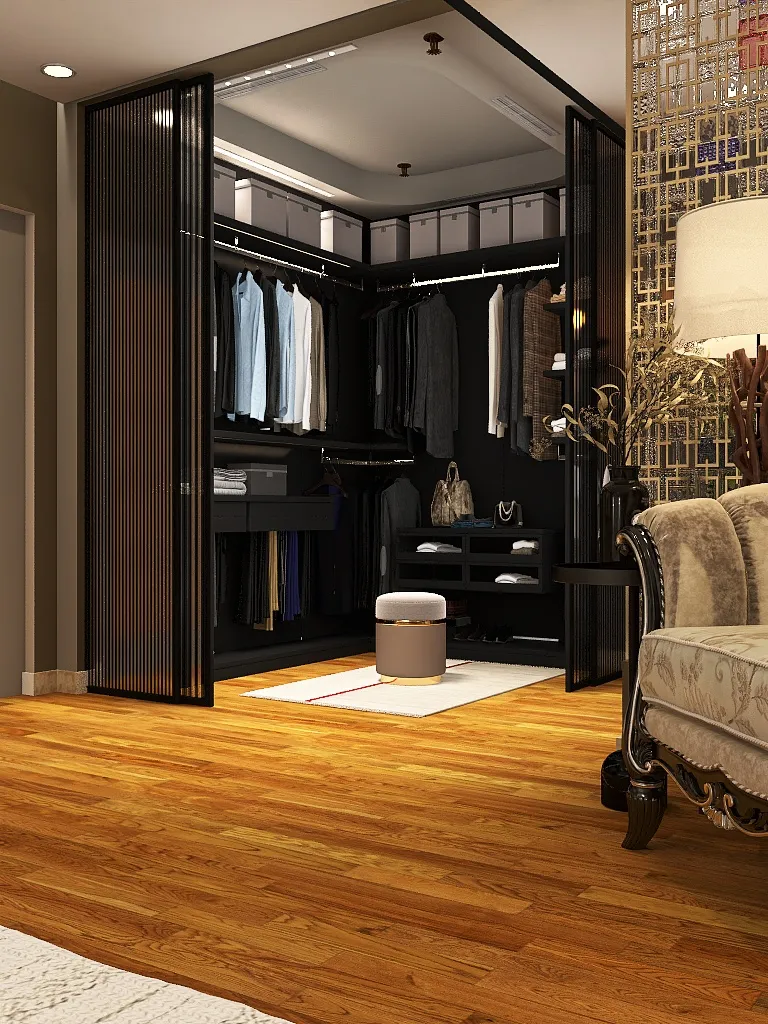 Главная спальня с ван комнатой 3d design renderings
