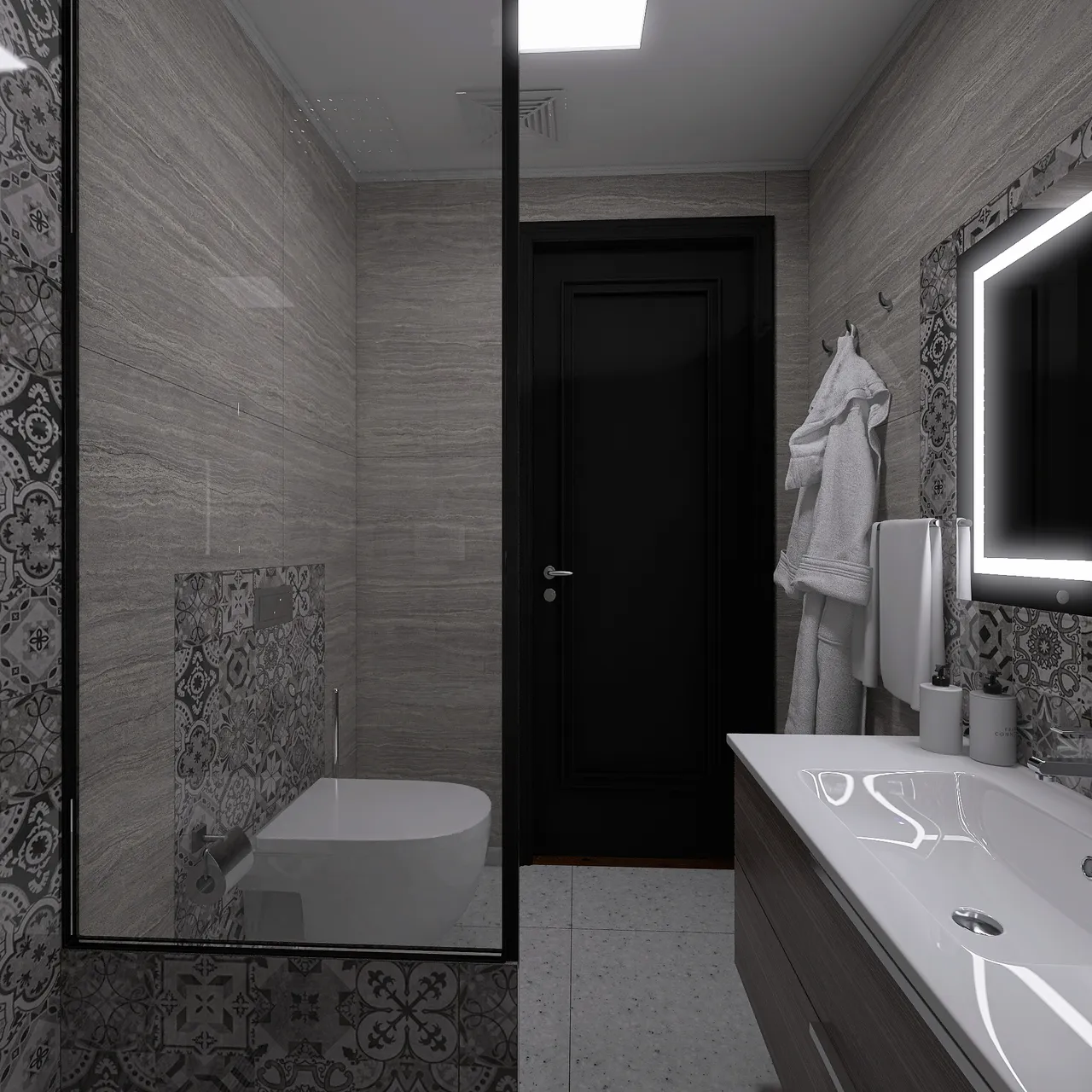 Farmhouse Bathroom 3d design renderings