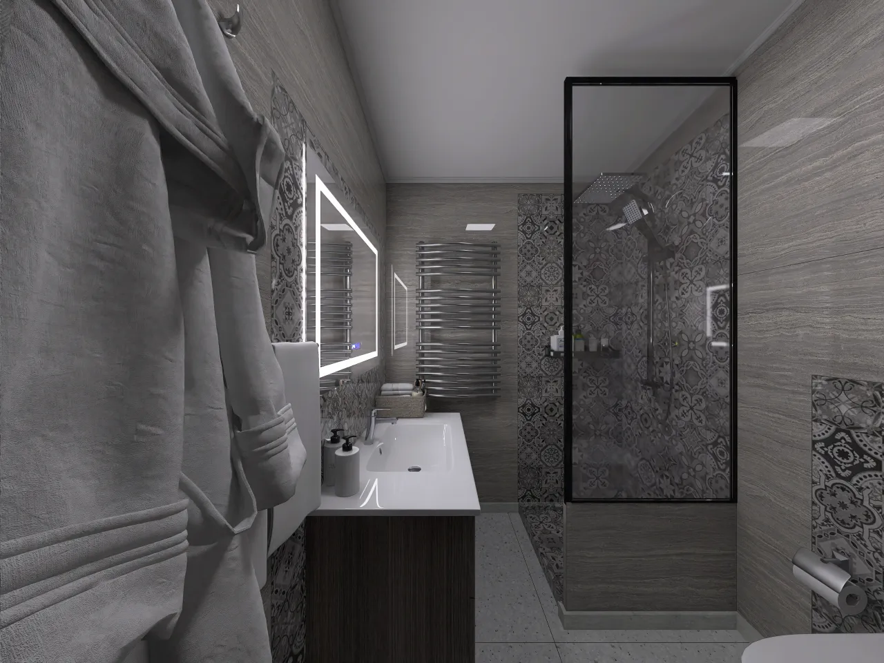 Farmhouse Bathroom 3d design renderings