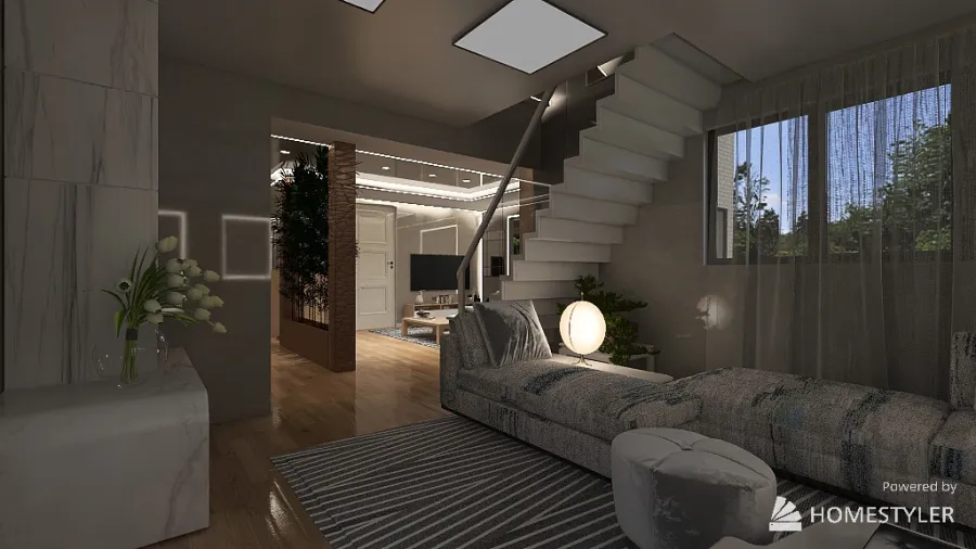 casa moderna tre livelli 3d design renderings