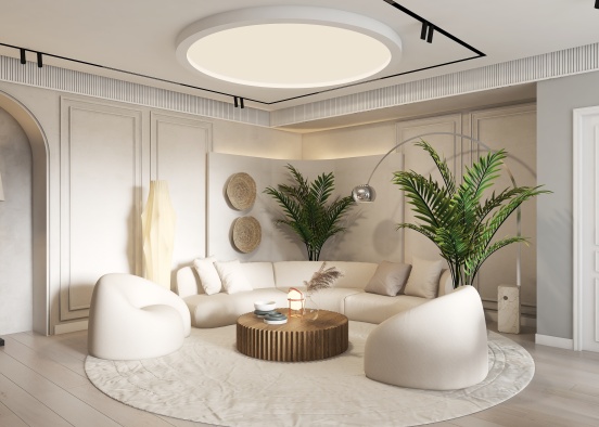 Japandi Living room Design Rendering