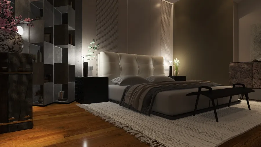 Главная спальня с ван комнатой 3d design renderings