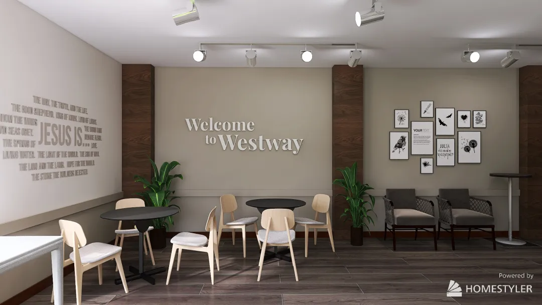 Westway Church Lobby Redesign - Version 2 3d design renderings
