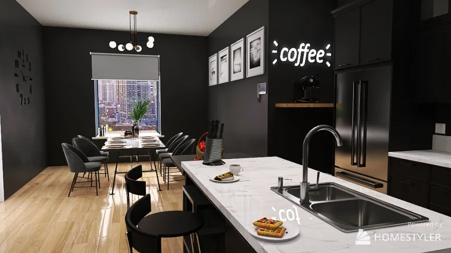 Dark and cool apartment 3d design renderings