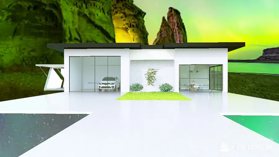 Rustic Gabled Roof 2-Bedroom Design 3d design renderings