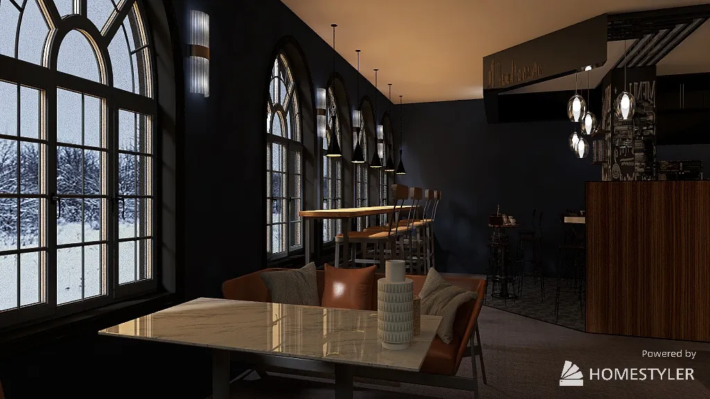 Cafe on a freeeeezing day is always as good idea 3d design renderings